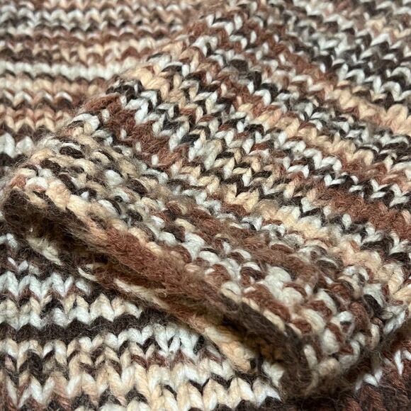 Vintage Hand Knit Cardigan Sweater 1-of-1 Brown Marled Chunky Women’s M/L - Picture 3 of 6